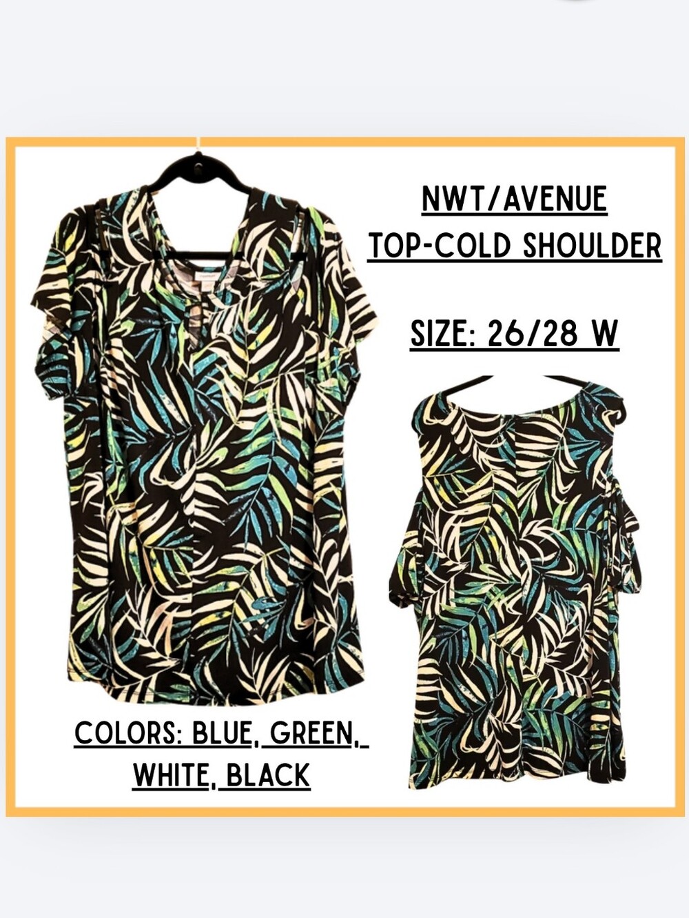 NWT / Avenue / Cold Shoulder Top T 26/28 / Multi Colors